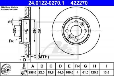 ATE 24.0122-0270.1 тормозной диск на RENAULT CLIO IV