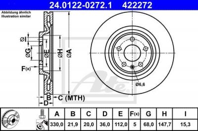 ATE 24.0122-0272.1 тормозной диск на AUDI A4 Avant (8K5, B8)