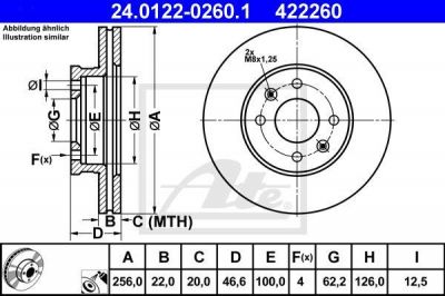 ATE 24012202601 ДИСК ТОРМ HYUN ACCENT i20 KIA PRIDE/RIO II F 05/08->>