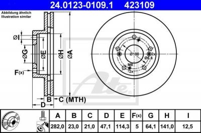 ATE 24.0123-0109.1 тормозной диск на HONDA CR-V II (RD_)