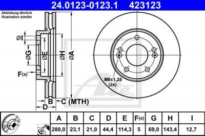 ATE 24.0123-0123.1 Диск тормозной передний вентилируемый