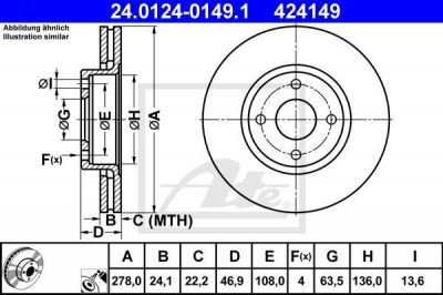 ATE 24.0124-0149.1 тормозной диск на FORD MONDEO I седан (GBP)