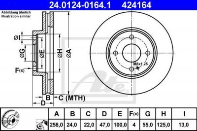 ATE 24.0124-0164.1 тормозной диск на MAZDA 323 S VI (BJ)