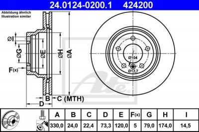 ATE 24.0124-0200.1 Диски торм. 1-серии E81.87 вентилируемые (330X24)