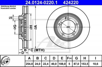 ATE 24.0124-0220.1 тормозной диск на HYUNDAI H-1 / STAREX