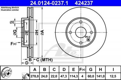 ATE 24.0124-0237.1 тормозной диск на CHEVROLET EPICA (KL1_)