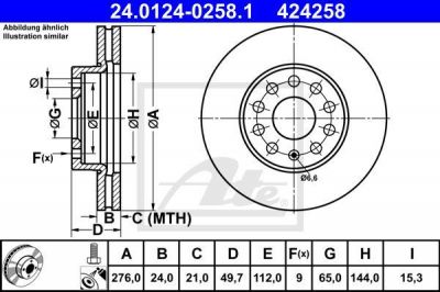 ATE 24.0124-0258.1 тормозной диск на SKODA OCTAVIA (5E3)