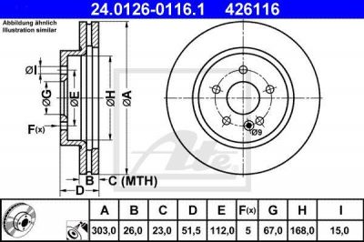 ATE 24.0126-0116.1 Диск торм. пер. MB W163 (ML230, 270CDI, 320, 350)