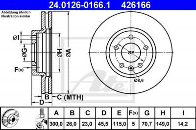 ATE 24.0126-0166.1 тормозной диск на OPEL ASTRA J Sports Tourer