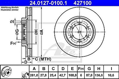 ATE 24.0127-0100.1 тормозной диск на HYUNDAI TERRACAN (HP)