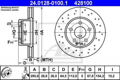 ATE 24.0128-0100.1 Диски торм.Mercedes W204 C180-C230 2007=> (295x28)