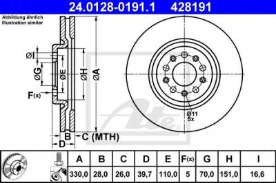 ATE 24.0128-0191.1 тормозной диск на ALFA ROMEO 159 (939)