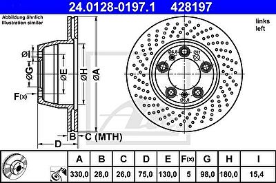 ATE 24.0128-0197.1 Диск торм. зад. Porsche 911 (левый)