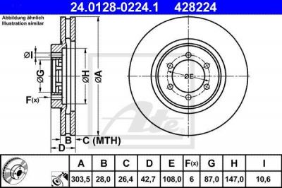 ATE 24.0128-0224.1 тормозной диск на HYUNDAI TERRACAN (HP)