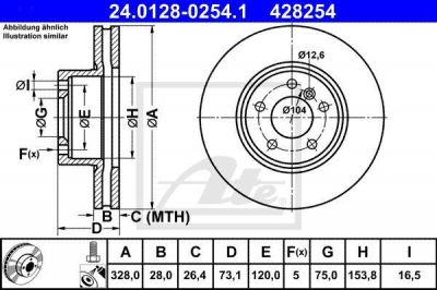 ATE 24.0128-0254.1 тормозной диск на X3 (F25)