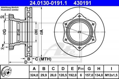 ATE 24.0130-0191.1 тормозной диск на MERCEDES-BENZ VARIO автобус