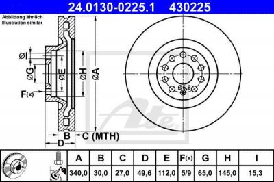 ATE 24.0130-0225.1 тормозной диск на VW GOLF ALLTRACK (BA5)