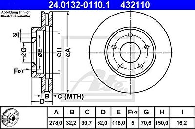 ATE 24.0132-0110.1 тормозной диск на PONTIAC TRANS SPORT