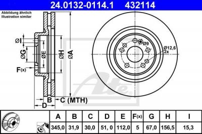 ATE 24.0132-0114.1 Диск торм. пер. MB W163 (ML400CDI, ML430, 500)