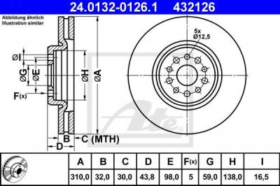 ATE 24.0132-0126.1 тормозной диск на FIAT ULYSSE (179AX)