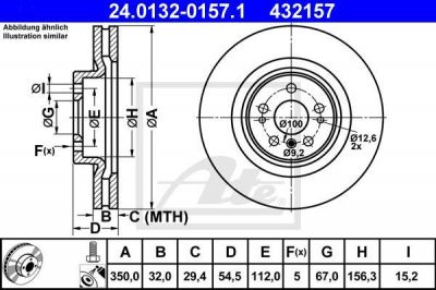 ATE 24.0132-0157.1 Диски торм.Mercedes GL/M/R-CLASS X164.W164.W251 2006=> вентилируемые (350x32)