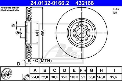 ATE 24.0132-0166.2 тормозной диск на VW GOLF IV (1J1)