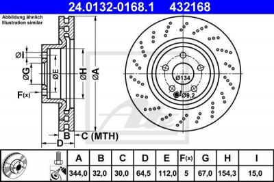 ATE 24.0132-0168.1 тормозной диск на MERCEDES-BENZ E-CLASS T-Model (S212)