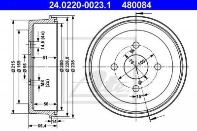 ATE 24.0220-0023.1 тормозной барабан на TOYOTA COROLLA (_E11_)