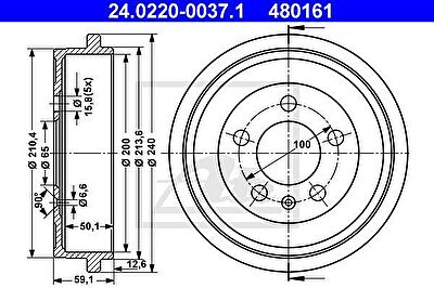 ATE 24.0220-0037.1 тормозной барабан на SKODA FABIA