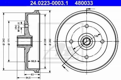 ATE 24.0223-0003.1 тормозной барабан на VW KAEFER кабрио (15)