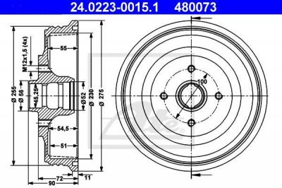 ATE 24.0223-0015.1 тормозной барабан на SEAT INCA (6K9)