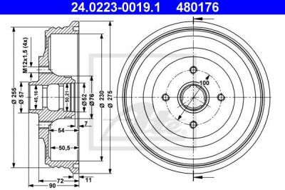 ATE 24.0223-0019.1 тормозной барабан на SEAT INCA (6K9)