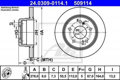 ATE 24.0309-0114.1 тормозной диск на MERCEDES-BENZ CLK (C208)