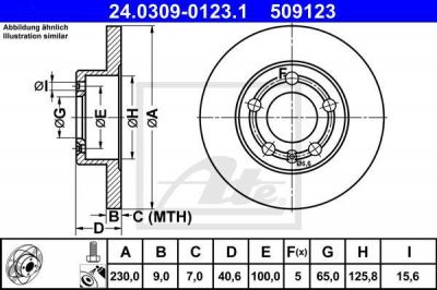 ATE 24.0309-0123.1 тормозной диск на SKODA OCTAVIA (1U2)