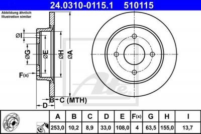 ATE 24.0310-0115.1 тормозной диск на FORD FOCUS (DAW, DBW)