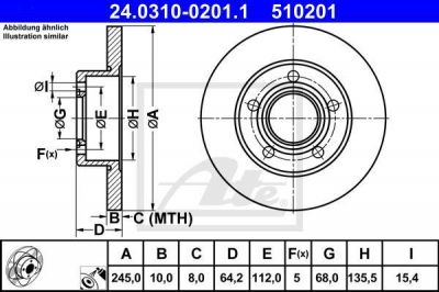 ATE 24.0310-0201.1 тормозной диск на SKODA SUPERB (3U4)