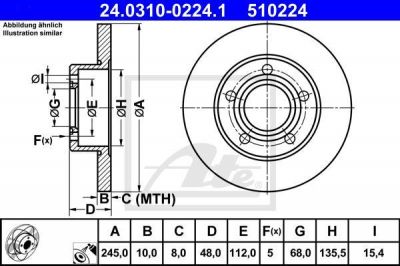 ATE 24.0310-0224.1 тормозной диск на VW PASSAT Variant (3B6)