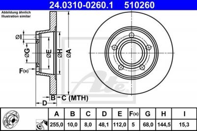 ATE 24.0310-0260.1 тормозной диск на AUDI A6 Avant (4B5, C5)