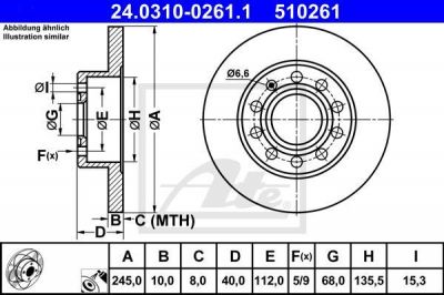 ATE 24.0310-0261.1 тормозной диск на AUDI A4 (8E2, B6)