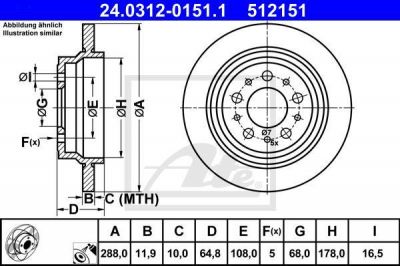 ATE 24.0312-0151.1 тормозной диск на VOLVO XC70 CROSS COUNTRY