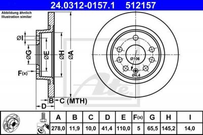 ATE 24.0312-0157.1 тормозной диск на SAAB 9-3 (YS3F)