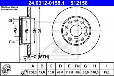 ATE 24.0312-0158.1 тормозной диск на SKODA SUPERB (3T4)