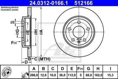 ATE 24.0312-0166.1 Диск тормозной Power Disc 24.0312-0166.1