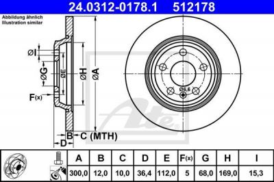 ATE 24.0312-0178.1 тормозной диск на AUDI A4 Avant (8K5, B8)