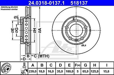 ATE 24.0318-0137.1 тормозной диск на SKODA FABIA