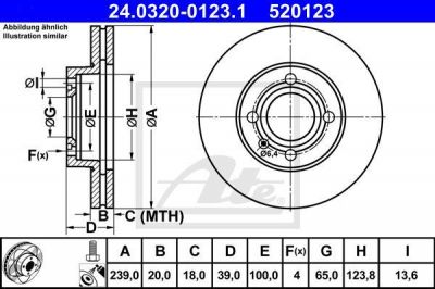 ATE 24.0320-0123.1 тормозной диск на AUDI 80 (81, 85, B2)