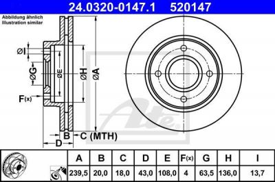 ATE 24.0320-0147.1 тормозной диск на FORD FIESTA фургон (FVD)