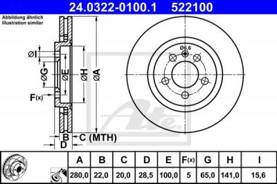 ATE 24.0322-0100.1 тормозной диск на VW PASSAT Variant (3A5, 35I)