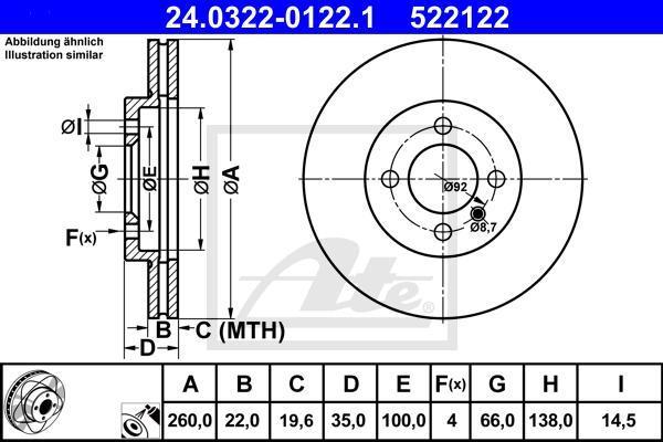 ATE 24.0322-0122.1 тормозной диск на 3 (E30)