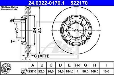 ATE 24.0322-0170.1 тормозной диск на HYUNDAI LANTRA I (J-1)